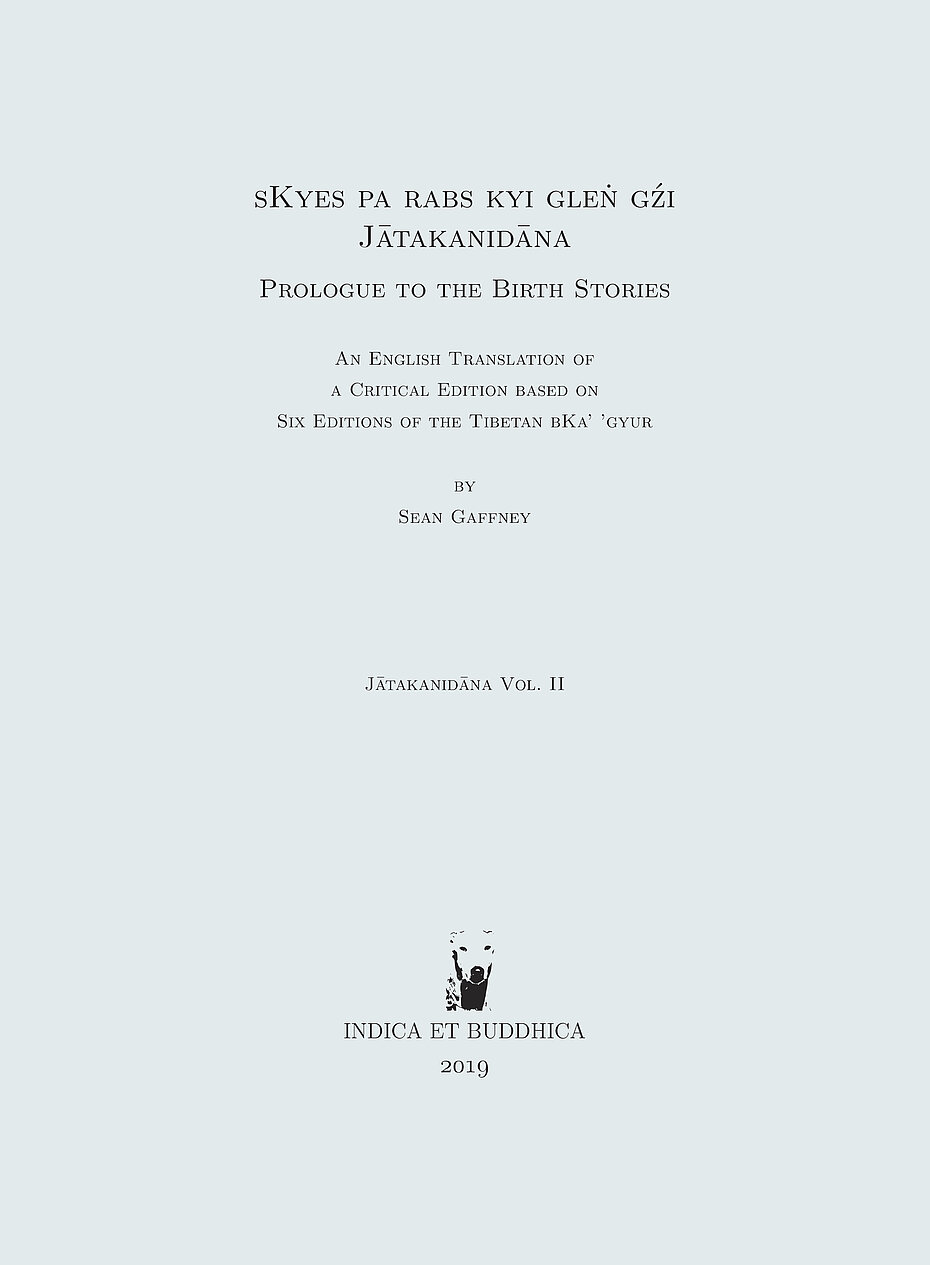 sKyes pa rabs kyi gleṅ gźi (Jātakanidāna): English translation – Cover